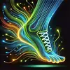 Représentation visuelle de la podologie du sport avec des faisceaux lumineux